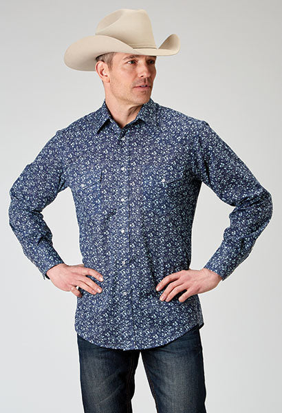 Roper Mens Snap Print Ditsy Floral Print Shirt