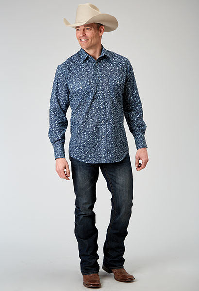 Roper Mens Snap Print Ditsy Floral Print Shirt