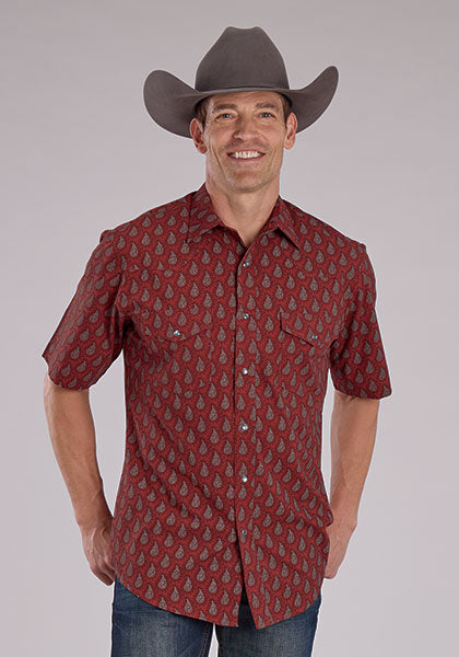 Roper Brick Red/Grey/Black/ Paisley Print