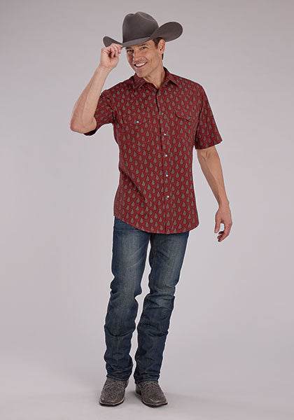 Roper Brick Red/Grey/Black/ Paisley Print
