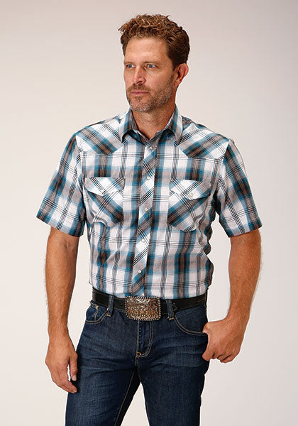 Roper Men Peacock Plaid - Short Sleve