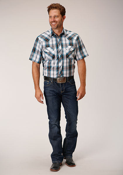 Roper Men Peacock Plaid - Short Sleve