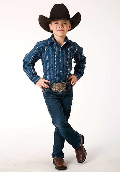 Roper Boys Navy/Khaki Floral Wallpaper Print