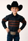 Roper Boys Black W/Saddle Brown Border Stripe