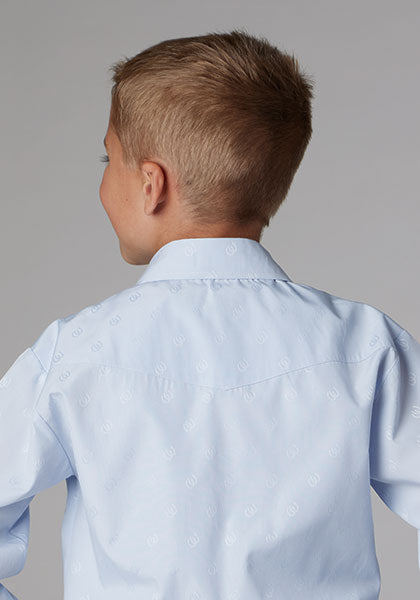 Roper Boy's Solid Tone on Tone Light Blue