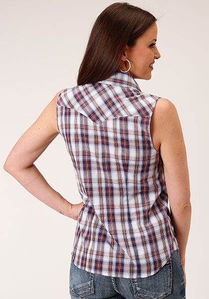 Roper Women Wine, Navy, And White Plaid