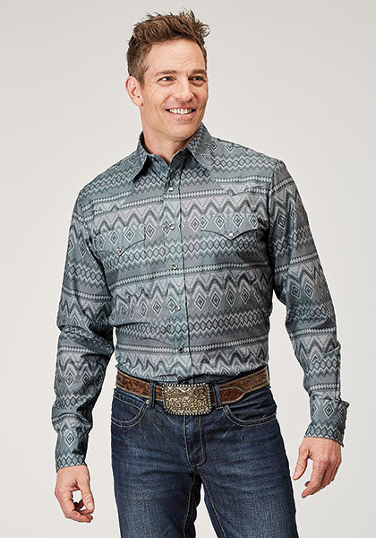 Roper Men Snap Shirt River Aztec