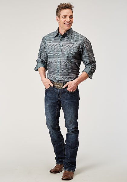 Roper Men Snap Shirt River Aztec