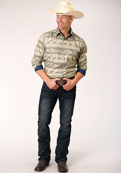 Roper Men Cowboy Rugby Horizontal Print