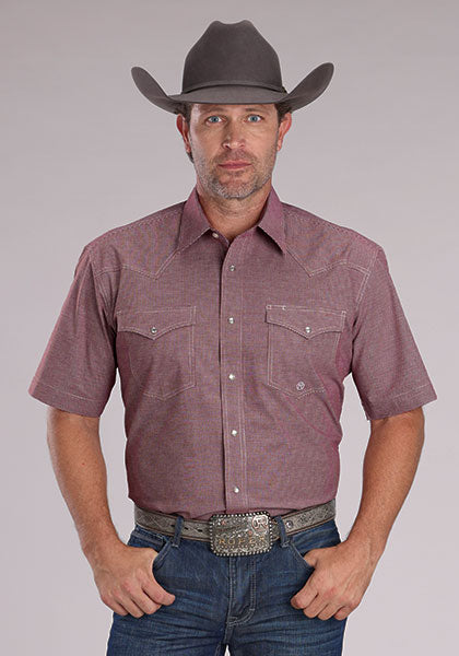 Roper Men's Plaid Snap - Wine