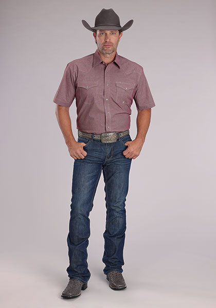 Roper Men's Plaid Snap - Wine