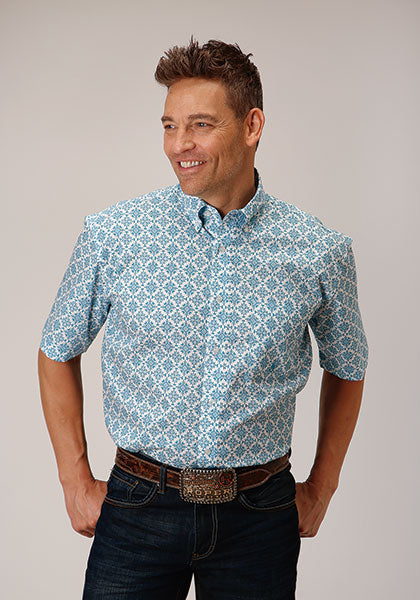 Roper Men Turqouise Medallion - Short Sleeve