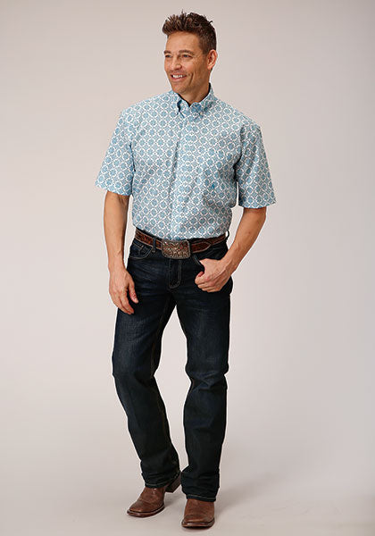 Roper Men Turqouise Medallion - Short Sleeve