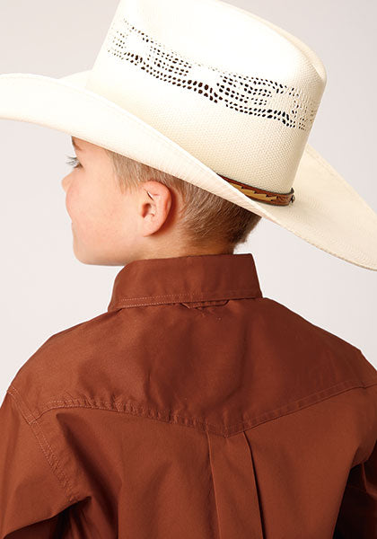 Roper Boy's Solid Poplin Stretch - Orange