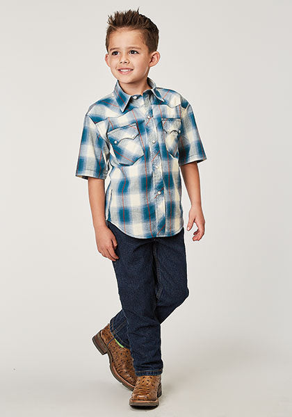 Roper Boy Performance Snap Plaid