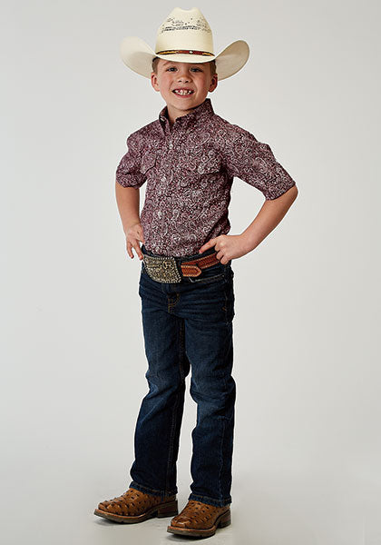 Roper Boy's Button Down Red Paisley