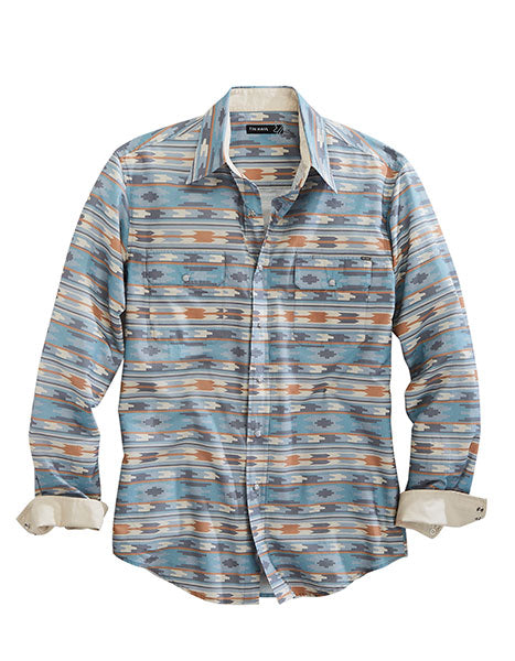 Tin Haul Men Snap Shirt Ghost Aztec