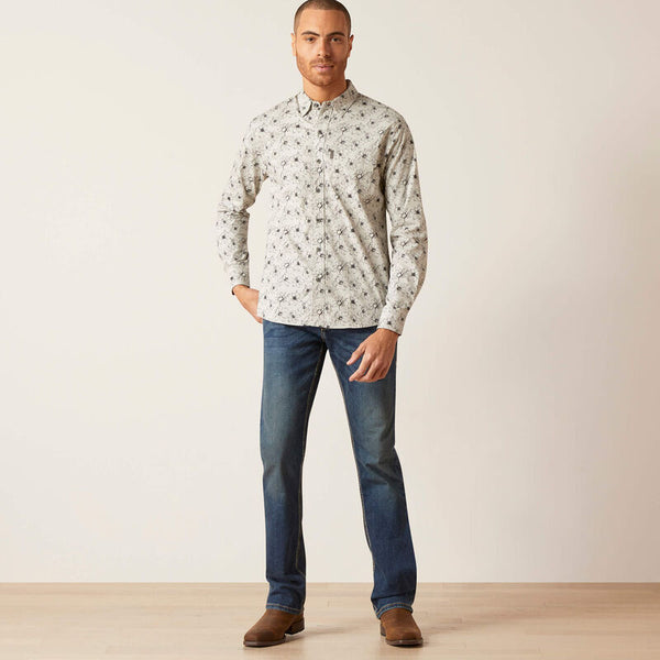 Ariat Men Memphis Stretch Modern Fit Shirt - Grey Heather