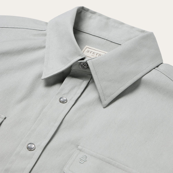 Stetson Men's Brushed Twill Shirt Slate Green