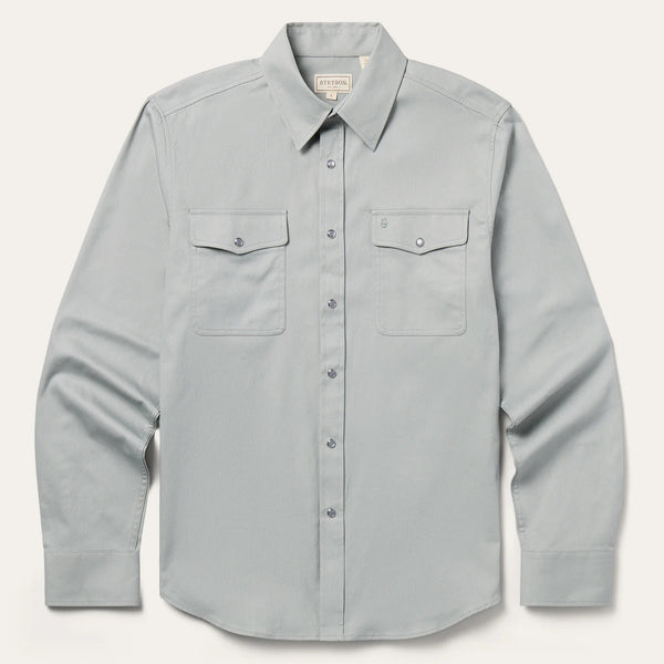 Stetson Men's Brushed Twill Shirt Slate Green