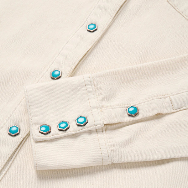 Stetson Women Turquoise Snap Western Denim Shirt