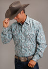 Stetson Snap 2 Pocket Shirt - Silver Sage Paisley