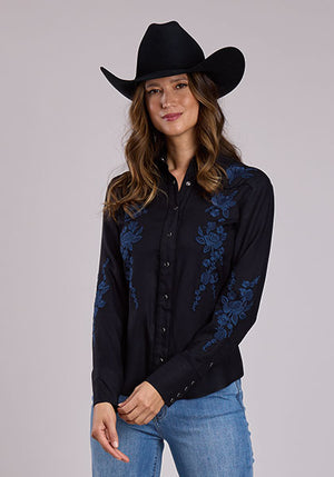 Stetson Black Rayon Western Shirt