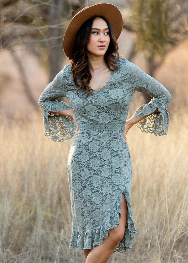 Women's Zena Dress in Neutral Green