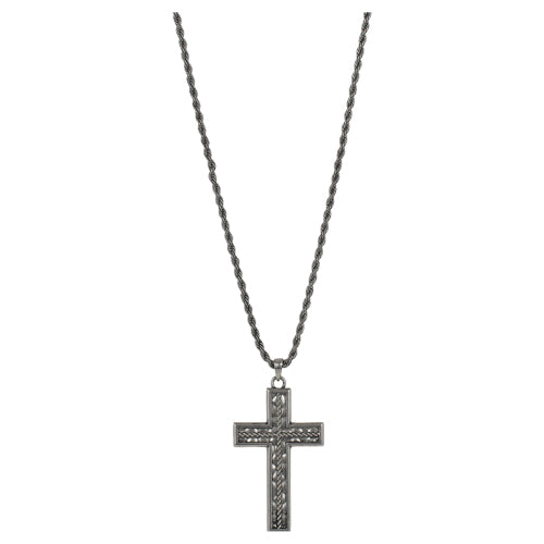 Justin Mens Necklace Reversible Cross On 24" Rope Chain