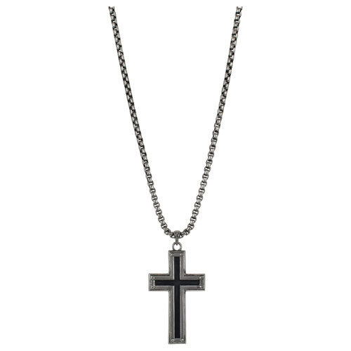 Justin Mens Necklace Reversible Cross On 24" Box Chain