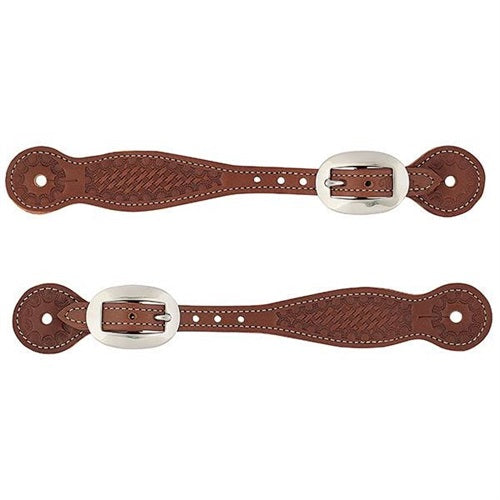 Basketweave Skirting Leather Spur Straps, Thin,