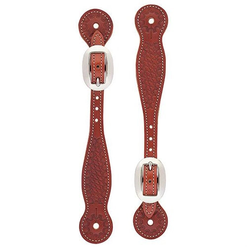 Basketweave Skirting Leather Spur Straps, Thin,