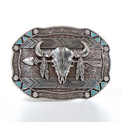 Nocona Men's Arrow Skull Feather Buckle