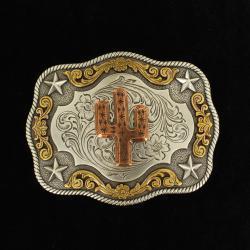 Rectangle Rope Edge Copper Cactus Buckle