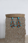 Turquoise and Orange Stone Chandelier Drop Earrings