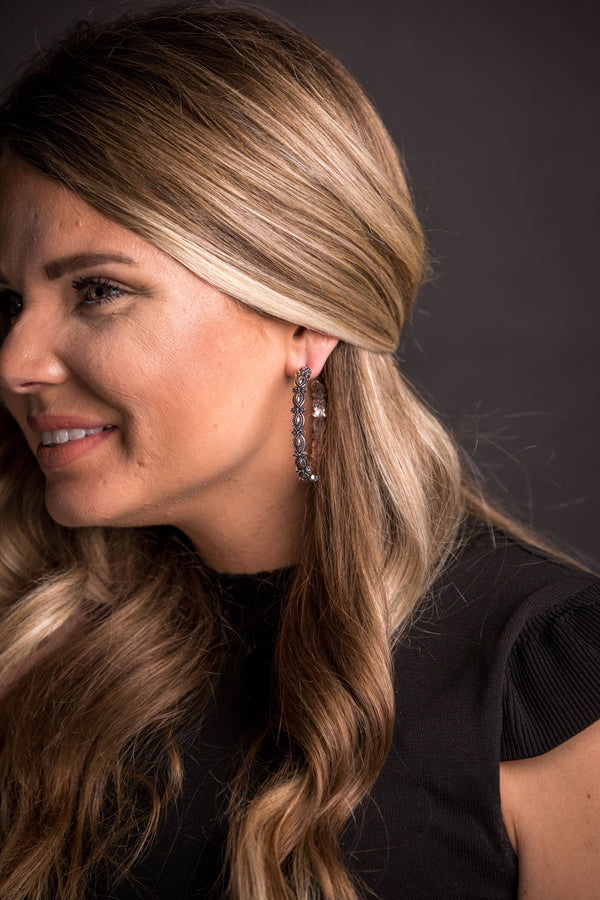 Burnished Silver Scalloped Hoop Earring