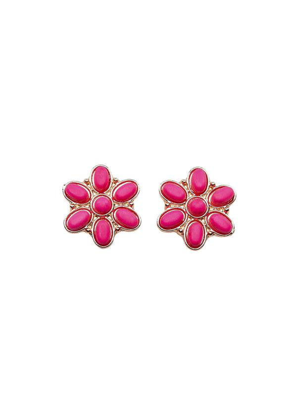 Pink and Gold Flower Stud Earring