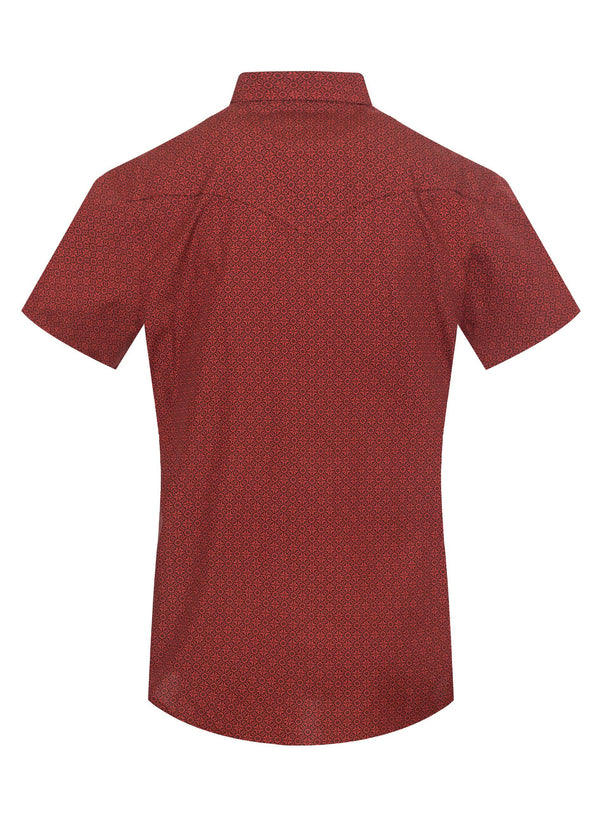 Rodeo Men's Short Sleeve Pearl Snap Print Shirt