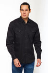 Rodeo Solid Color Long Sleeve Snap - Black