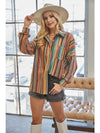 Monica Striped Suede Button Down Shacket