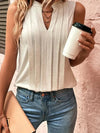 Plain Smocked Sleeveless Top - Cream