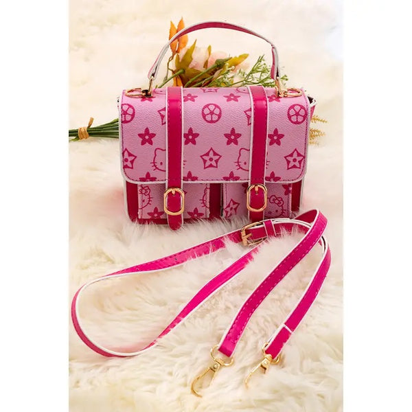 Multi-Pink Kitty Printed Crossbody