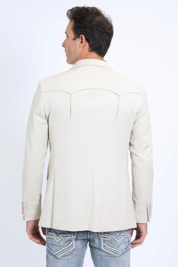Platini Men's Double Button Western Beige Blazer