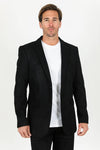 Platini Men's Double Button Faux-Suede Blazer - Black