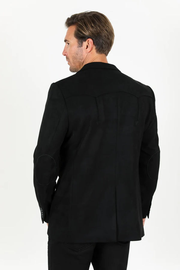 Platini Men's Double Button Faux-Suede Blazer - Black