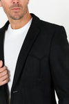 Platini Men's Double Button Faux-Suede Blazer - Black