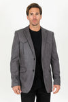 Platini Men's Double Button Faux-Suede Blazer  - Charcoal