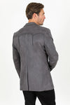 Platini Men's Double Button Faux-Suede Blazer  - Charcoal