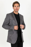Platini Men's Double Button Faux-Suede Blazer  - Charcoal