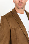 Platini Men's Double Button Faux-Suede Blazer - Brown